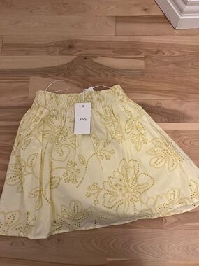 Y.A.S. Pale Yellow Floral Embroidered Skirt